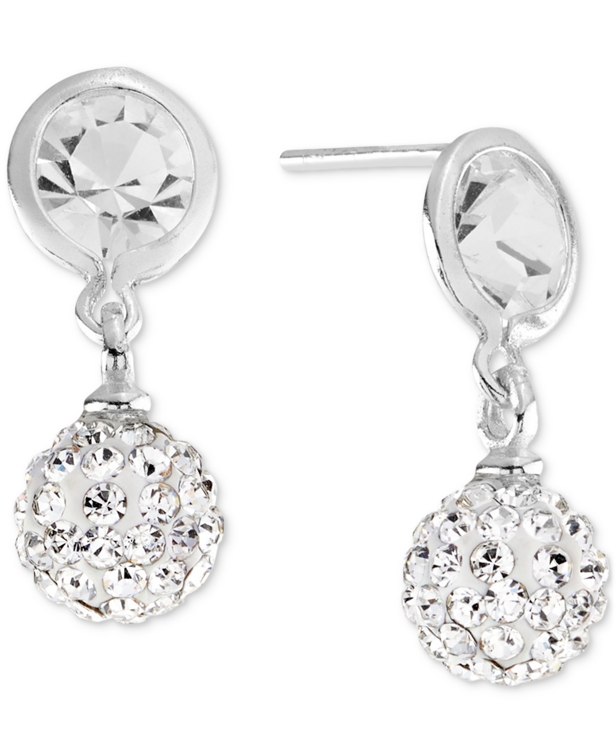 Macy's Cubic Zirconia Ball Drop Earrings In Sterling Silver (also Available In 14k Gold Over Sterling Silve In Silver