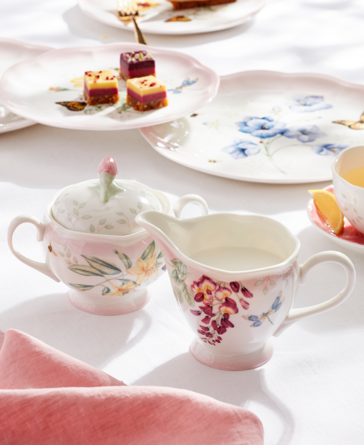 Lenox Pink Ombre Butterfly Meadow 3-piece Tea Set In Multi And Pink