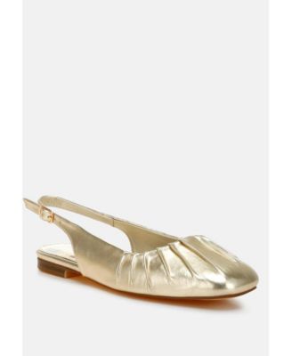 Berni Metallic Square Toe Flat Slingbacks