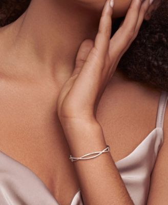 Moissanite Crossover Bangle Bracelet (1/2 ct. t.w.) in Sterling Silver
