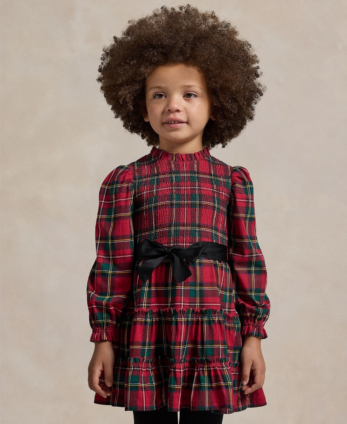 Polo Ralph Lauren Toddler and Little Girls Plaid Smocked Cotton Jersey Dress