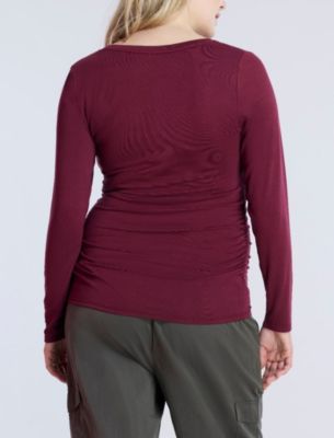 Maternity Motherhood V-Neck Side-Ruched Long Sleeve Tee