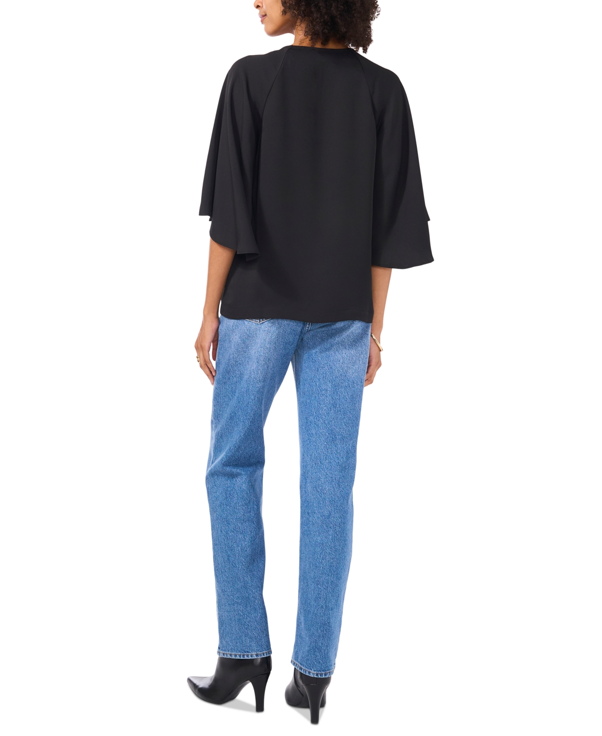 VINCE CAMUTO WOMEN'S SPLIT-NECK 3/4-ANGEL-SLEEVE BLOUSE 