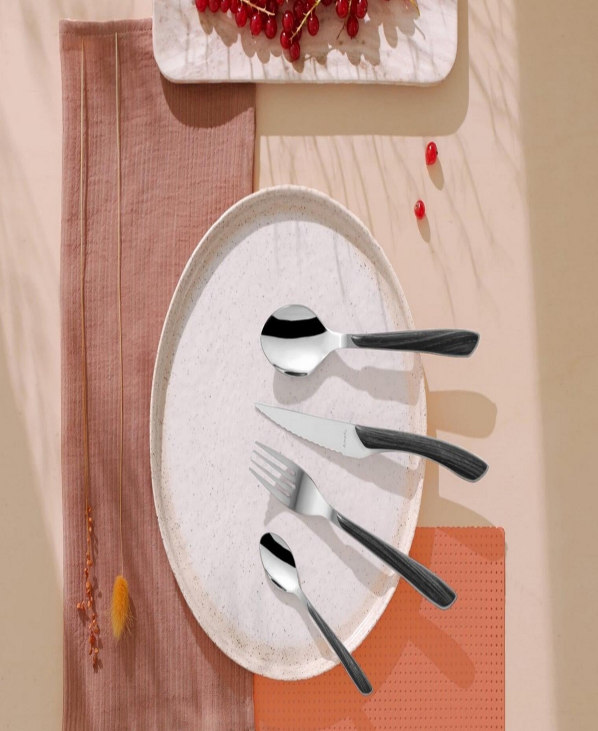 Amefa Eclat Nature 24-piece Flatware Set In Black