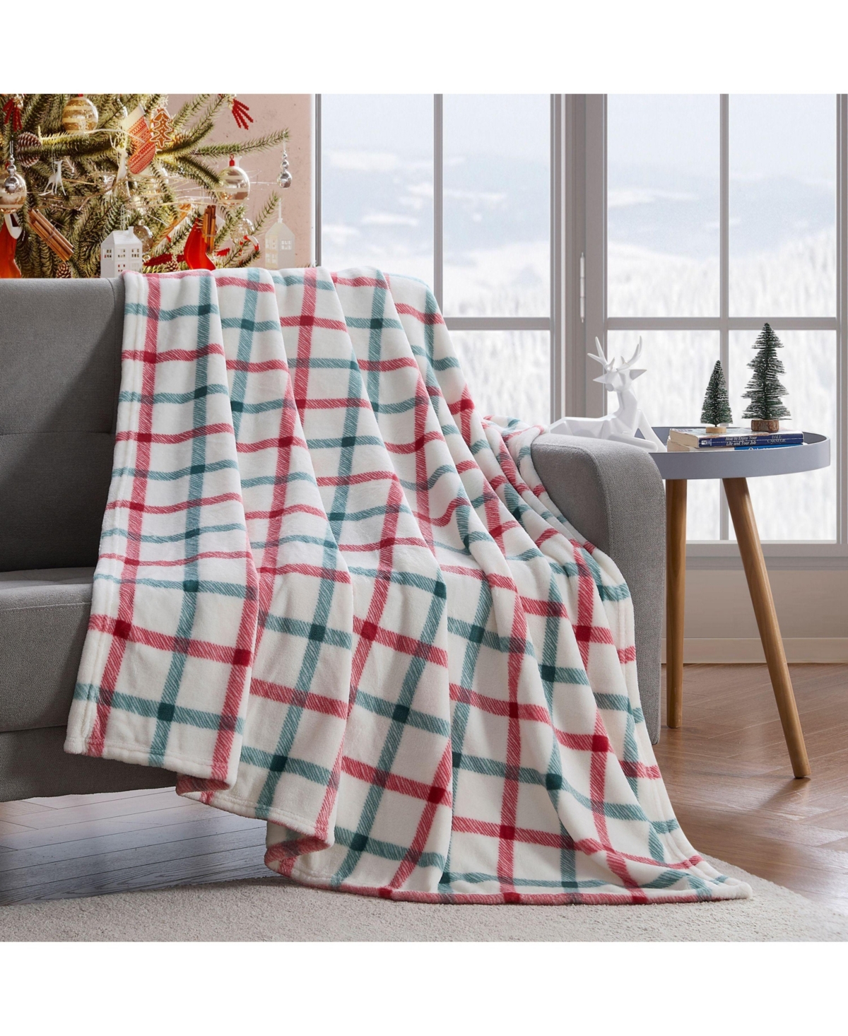 Kate Aurora Holiday Classics Christmas Plaid Oversized & Ultra Plush Accent Throw Blanket