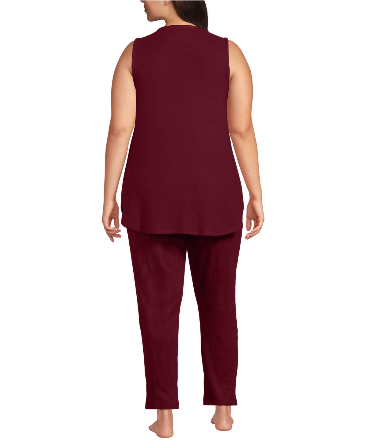 Lands' End Plus Size Cozy 3 Piece Pajama Set - Robe Top and Pants