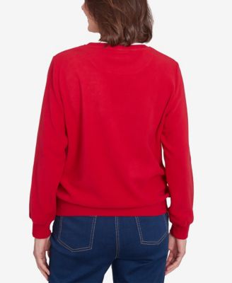 Women's Classic Sherpa Floral Embroidered Sweater