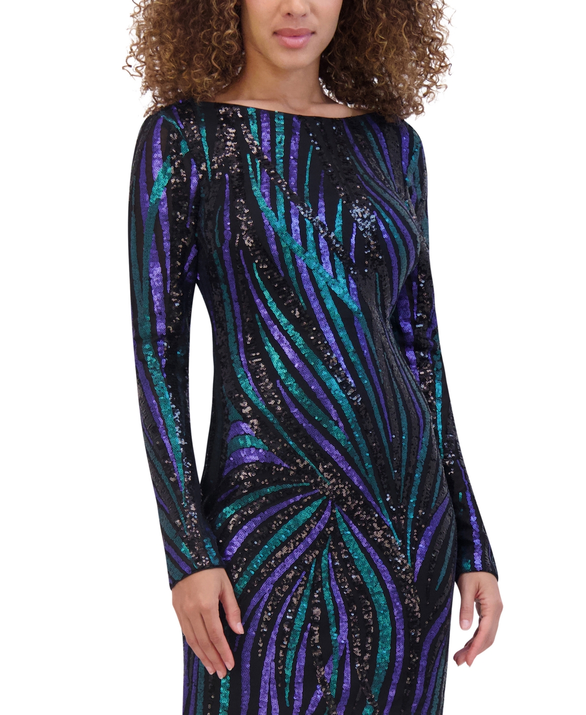 Siena Women's Sequined Bodycon Dress In Black Multi