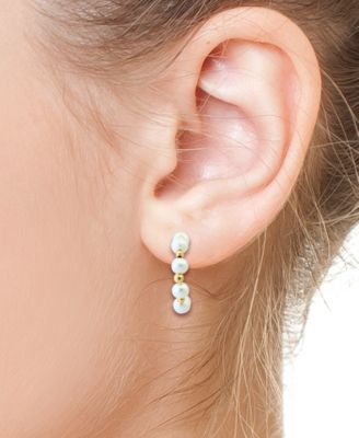 EFFY&reg; Cultured Freshwater Pearl (4-1/2mm) Small Hoop Earrings in 14k Yellow Gold, 0.62"  