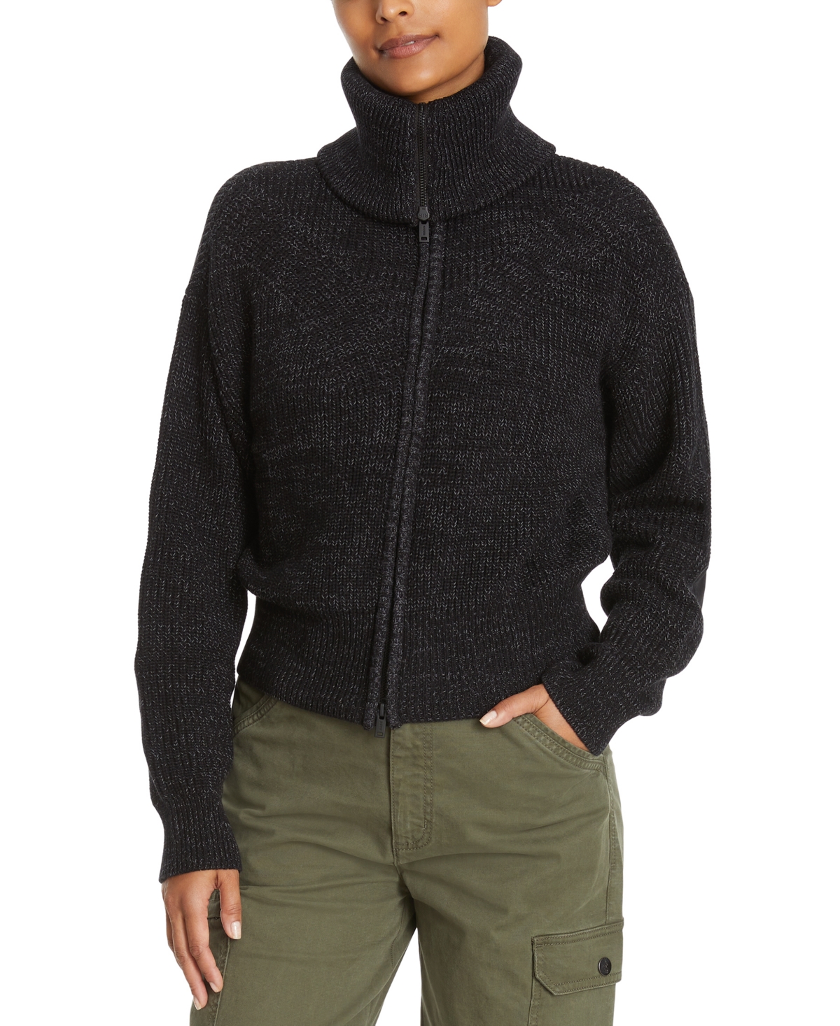 Women's Funnel-Neck Zippered Sweater - Cabernet
