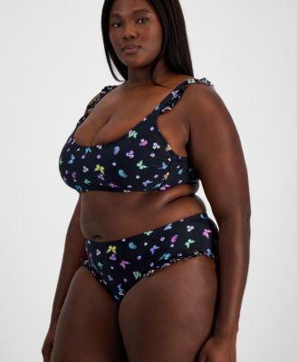 Salt + Cove  Plus Size Ruffled Butterfly-Print Swim Bottoms, Created for Macy's