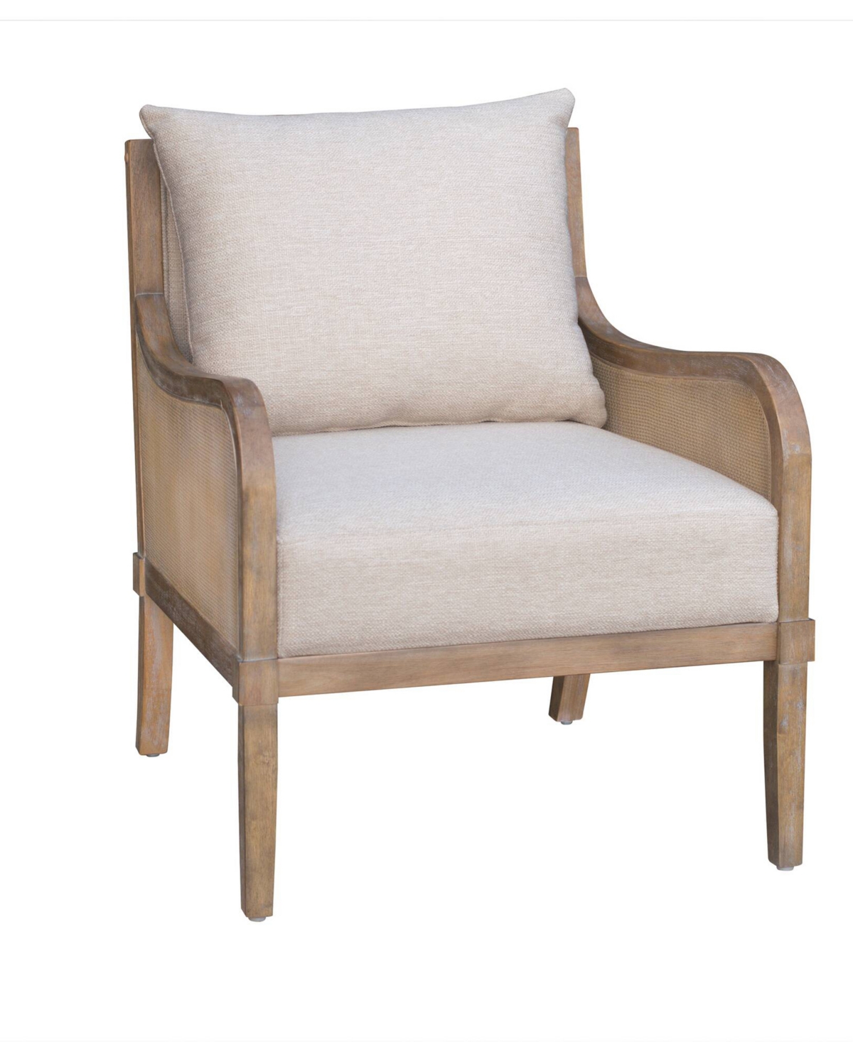 Martha Stewart Collection 28" Wood Morgan Wide Cane Accent Chair With Removable Back Cushion In Natural