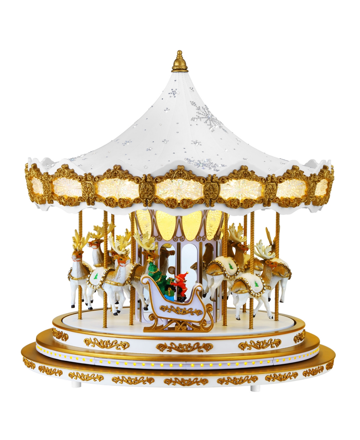 Mr. Christmas 17" Animated Snowflake Crystal Carousel In White