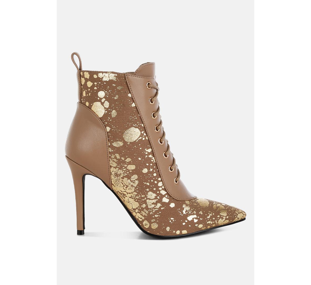 Fat Cat Abstract Pattern Lace-Up Ankle Boots - Brown