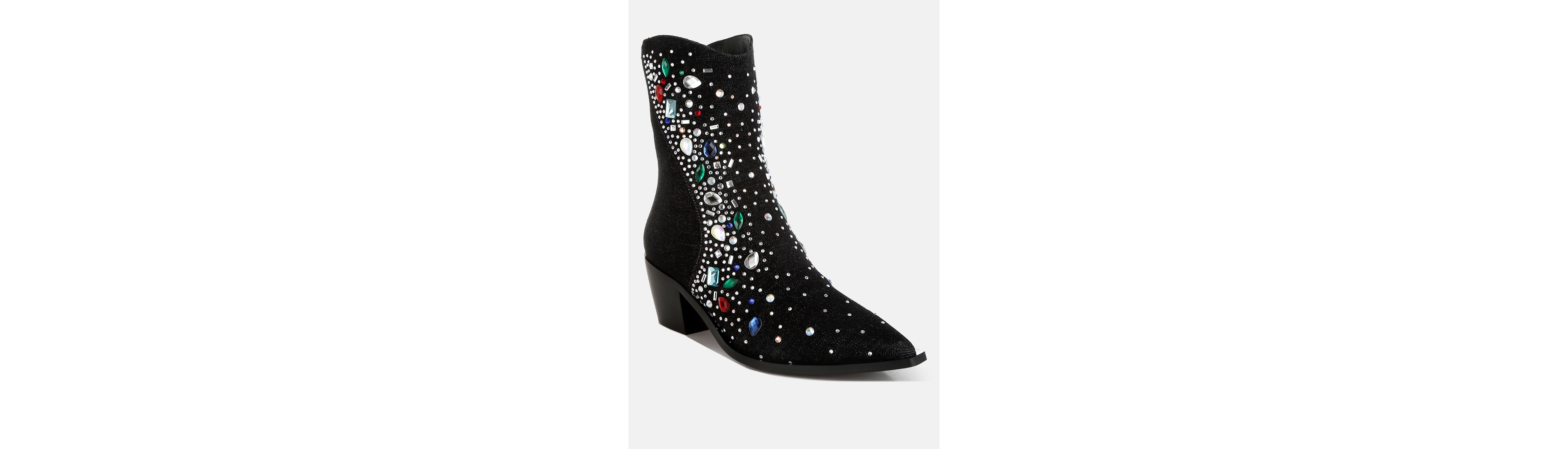 Starlit Multi Color Stones Embellished Boots