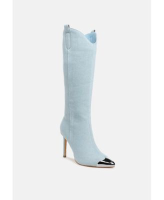 Womens Ridda Metallic Cap Toe Denim Boots