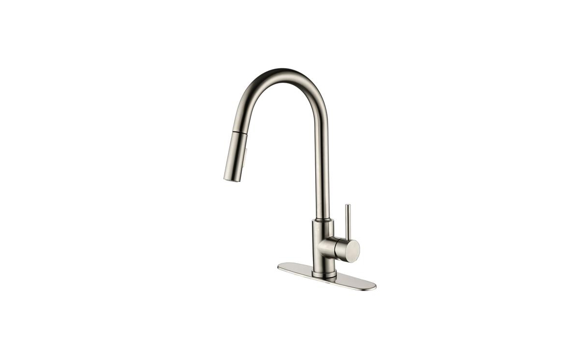 Slickblue Single Handle High Arc Pull-Out Kitchen Faucet Stainless Steel Sink Faucet with Pull-Down Sprayer
