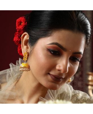 Women's Gold-plated Meenakari Jhumkas