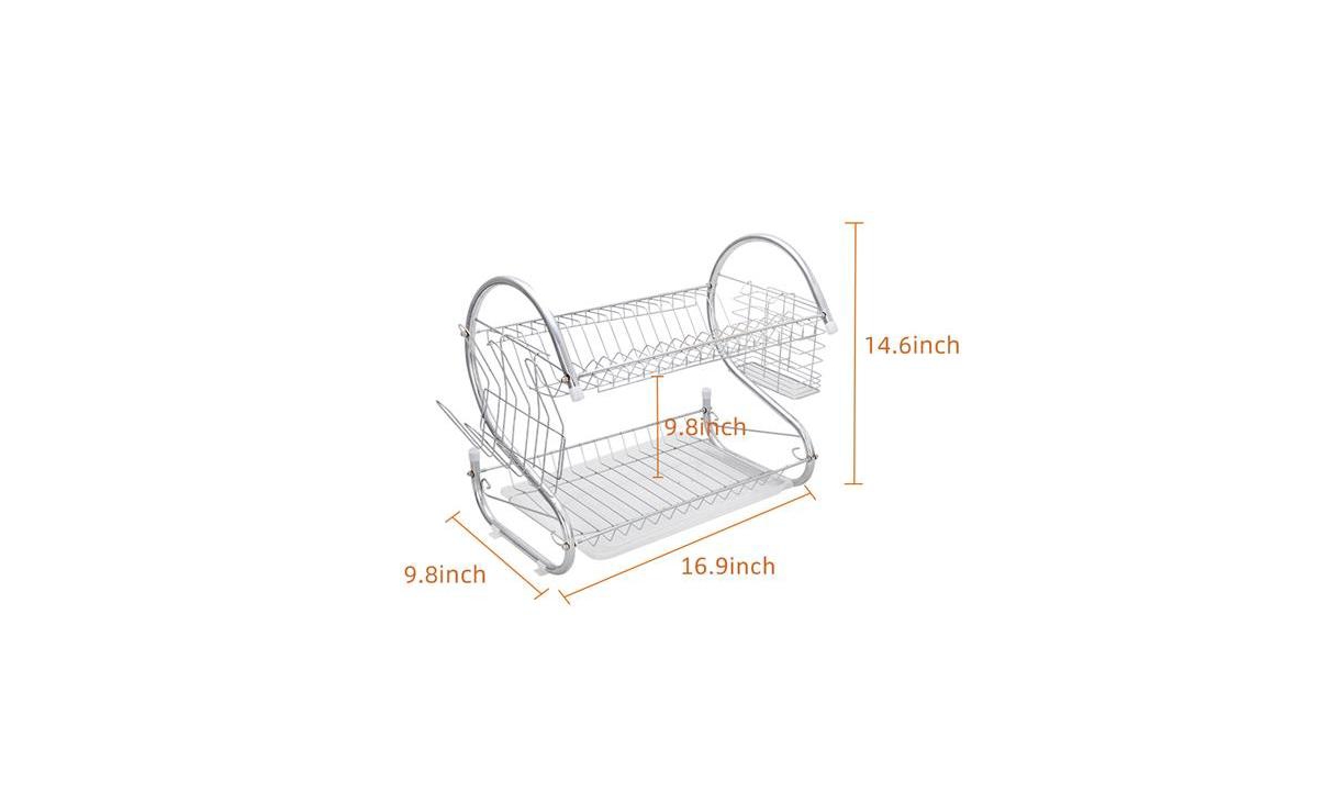 Slickblue Multifunctional S-Shaped Dual-Layer Dish Drainer Shelf for Bowls, Dishes, Chopsticks & Spoons