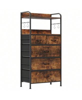 Dresser For Bedroom With 5 Drawers, Dressers & Chests Of Drawers For Hallway, Entryway, Storage Organizer Unit With Fabric, Sturdy Metal Frame
