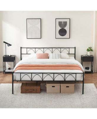 Metal Bed Frame KING Black, Sturdy Modern Stylish Iron Twin Bed Frame with Headboard and Footboard