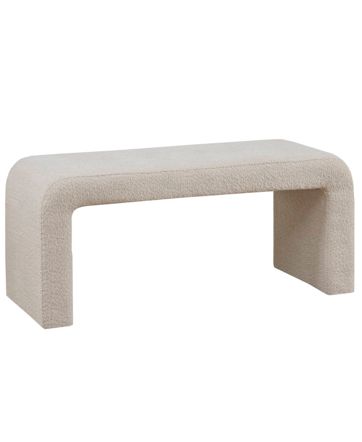 Ink+ivy 42" Wood Steve Wide Boucle Waterfall Bench In Beige