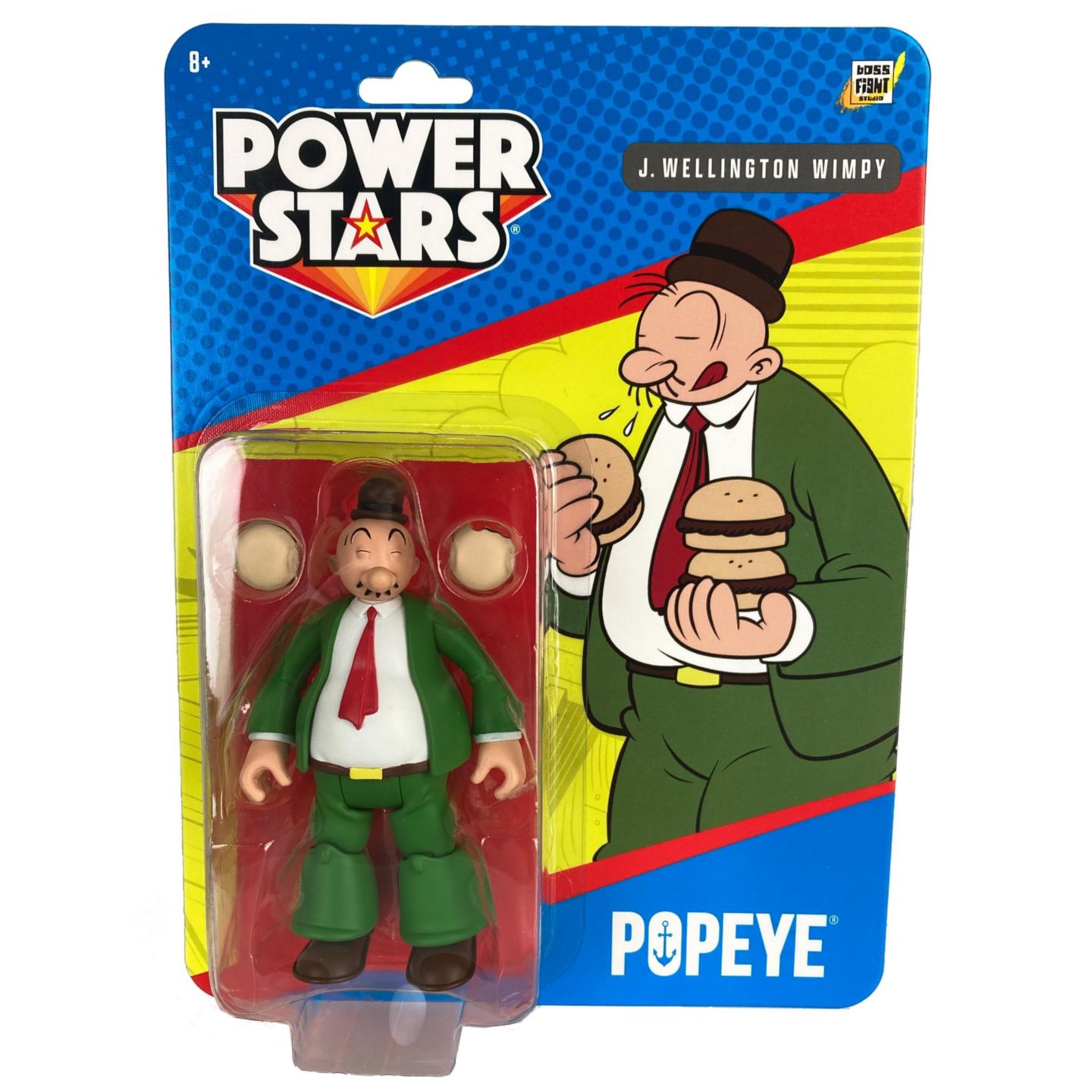 Детская фигурка Popeye Power Stars J. Wellington Wimpy Retro-Style 7-Point Articulation 5" Action Figure, Ages 8+, цвет: Open Miscellaneous — фото 2