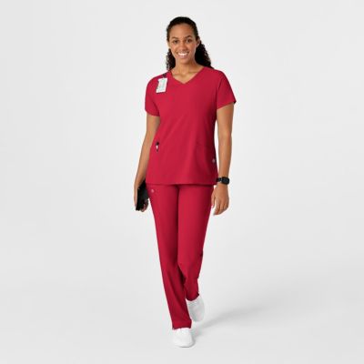 Women's W123 Y-Neck Wrap Scrub Top
