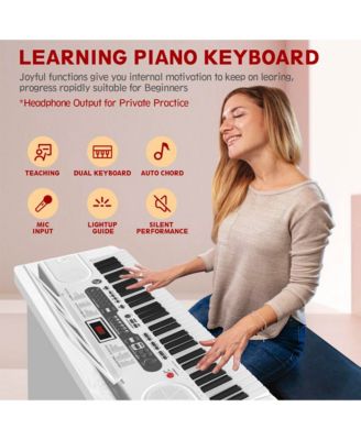 White 61 Keys Keyboard Piano, Electric Digital Piano Set with Stand, Bench, Headphones, Built-in Speakers