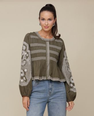 売れ筋商品|||アベックレフィレ カットソー トップス レディース Women's Embroidered Peplum Jacket Honeysuckle 30537030_fpx.tif?$filterlrg$&