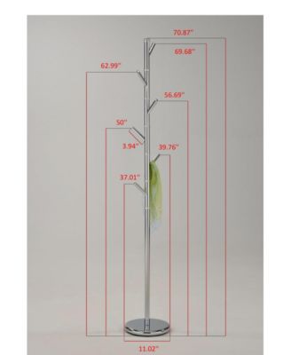 Metal Freestanding Hall Tree Coat Rack Stand for Bedroom, Hallway, Entrance, Office, for Hats, Coats, Scarves, Handbags