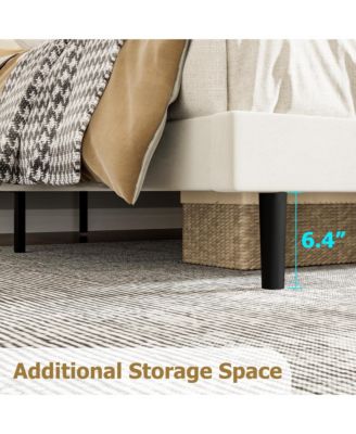 Full Bed Frame, Velvet Platform Full Bed with Wingback Headboard, Upholstered Bed Frame, Solid Wooden Slats Support