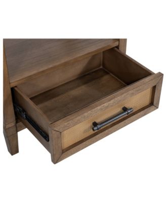 22" Wood Salina Wide Woven Cane Nightstand