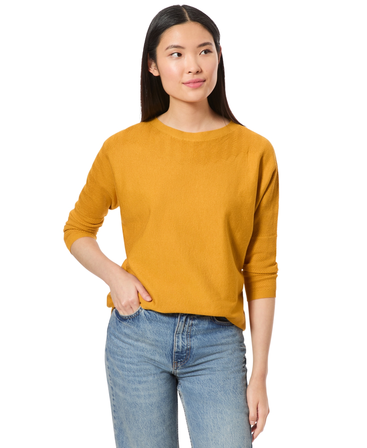 Melissa Paige Women's Boat-Neck Chevron-Stitch Dolman-Sleeve Sweater