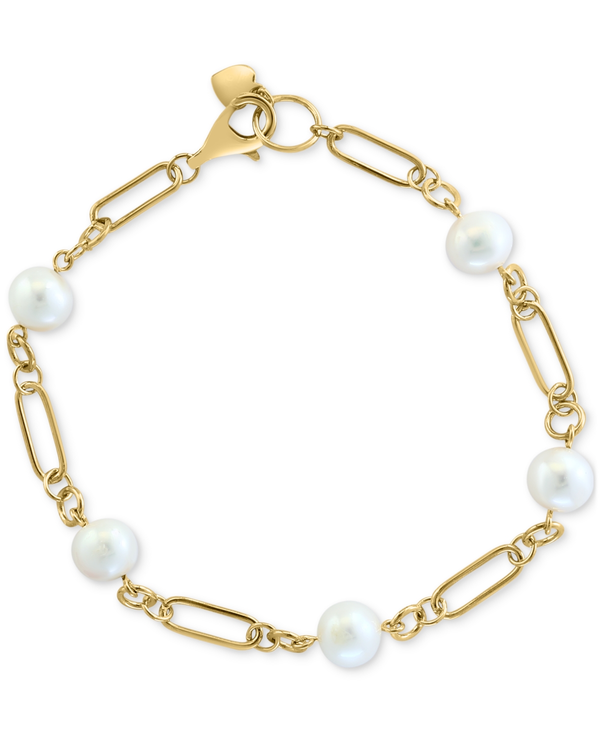 Effy Collection Effy Cultured Freshwater Pearl (7mm) Open Link Chain Bracelet In Gold-plated Sterling Silver In Gold
