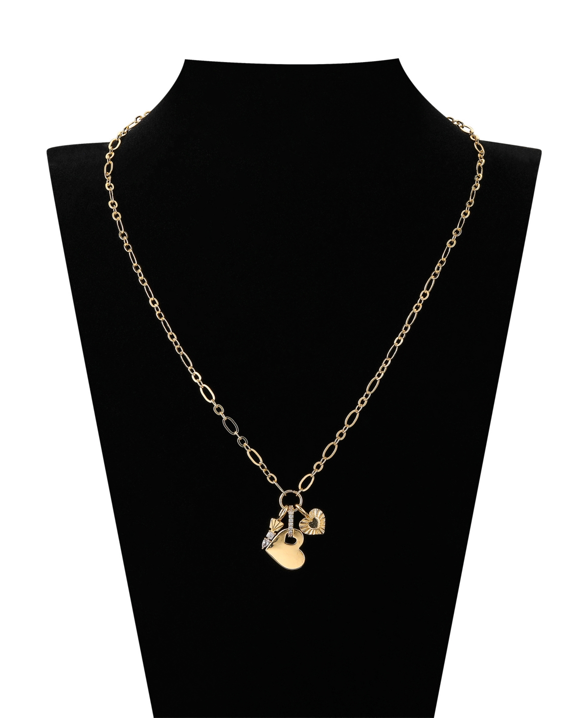 Unwritten Cubic Zirconia Key And Heart Link Pendant Necklace In Gold