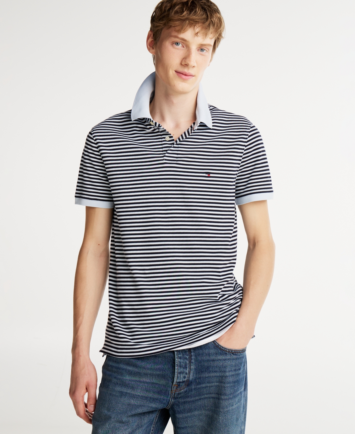Tommy Hilfiger Men's Cotton Classic Fit 1985 Polo In Breezy Blue,desert Sky