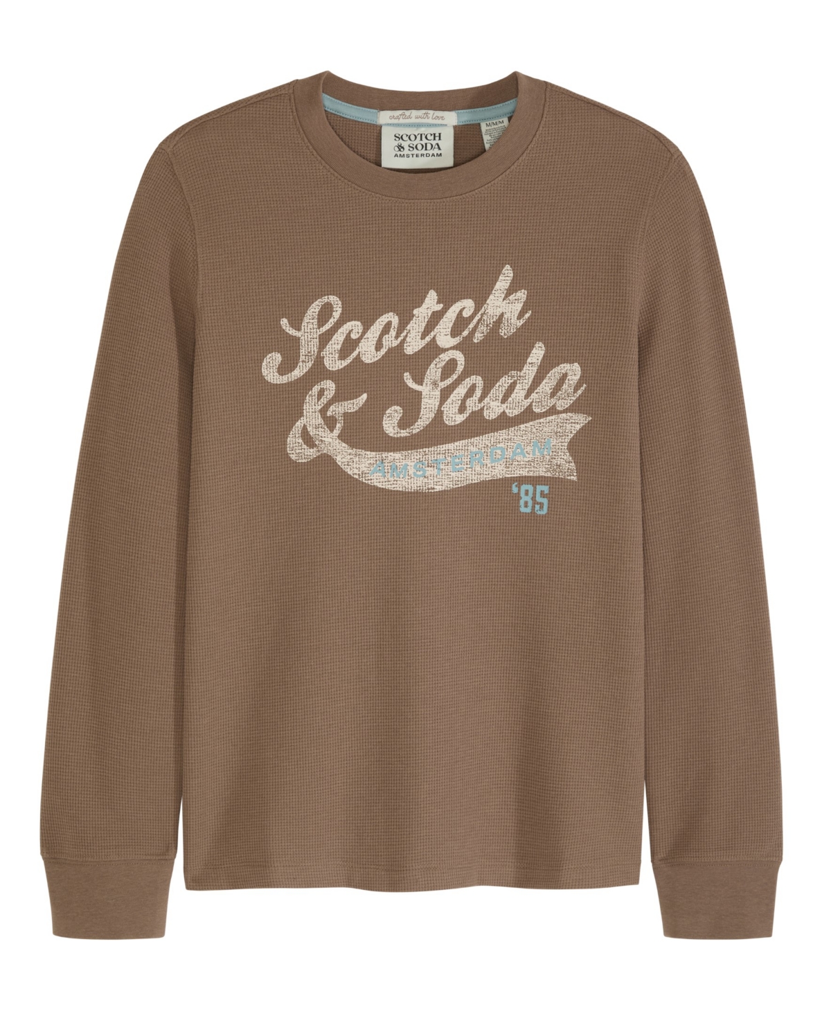 Scotch & Soda Big Boys Long Sleeve Thermal Graphic Tee In Cappuchino