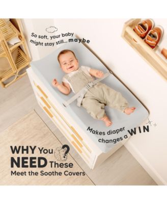 2pk Soothe Changing Pad Covers for Girl, Boy, Soft Cotton Contoured Diaper Changing Table Pad Covers