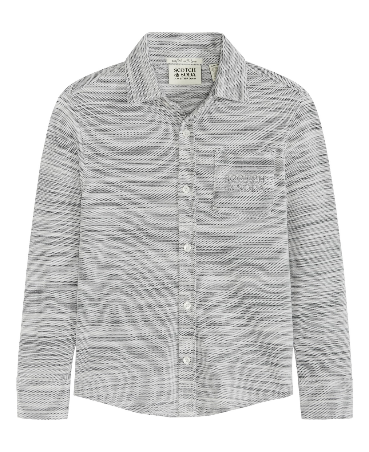 Scotch & Soda Big Boys Space Dyed Button Up Shirt In Swan