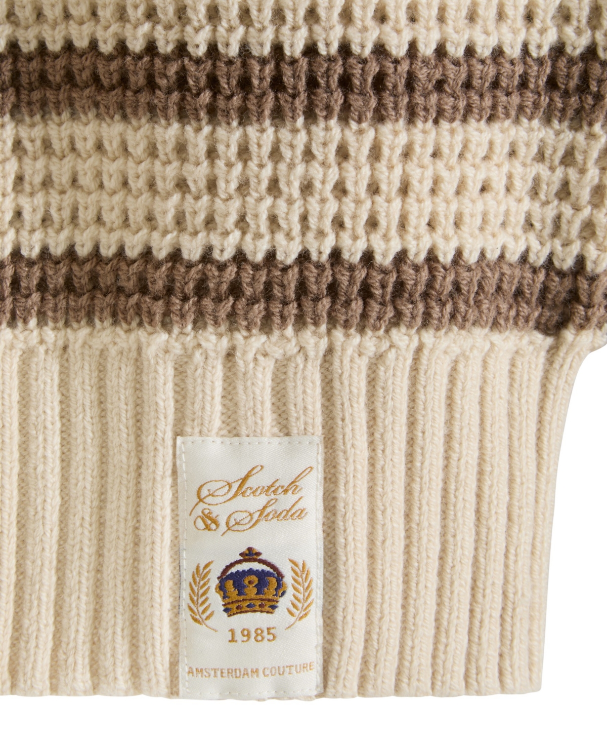 Scotch & Soda Big Boys Yarn Dye Stripe Crew Neck Sweater In Parchment