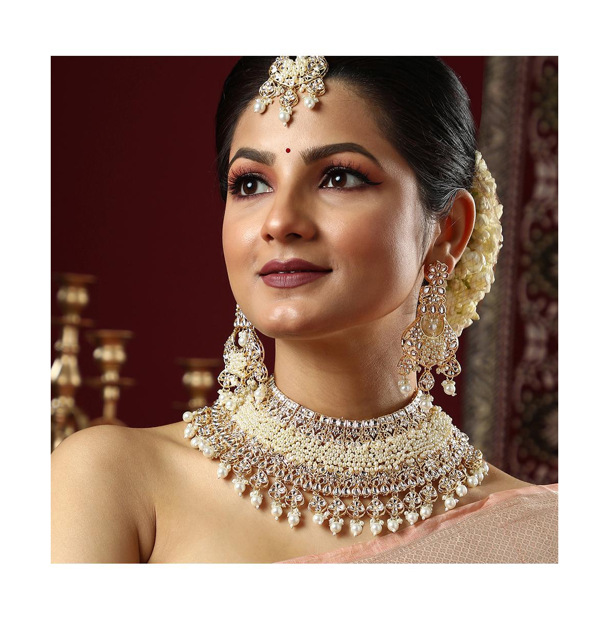 Sohi Women's The Begum Jewellery Set In White