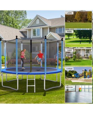 Jumping Exercise Recreational Bounce Trampoline for Kids W/Safety Enclosure