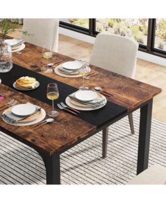 Rectangular Dinner Table with Heavy Duty Metal Legs,Industrial Kitchen Table for 6-8 Person