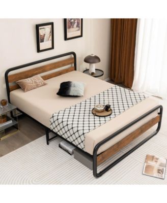 Queen Size Arc Platform Bed with Headboard and Footboard