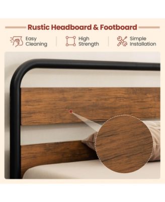 Queen Size Arc Platform Bed with Headboard and Footboard