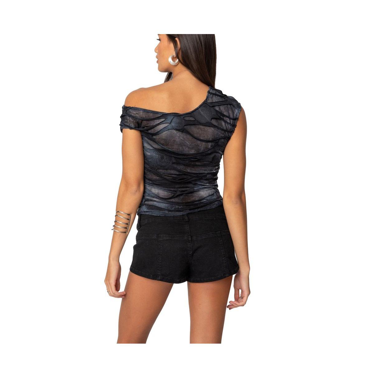 Edikted Women's Shredded Asymmetric Top