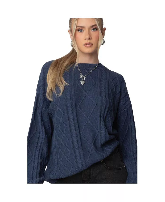 Women's Jessy Cable Knit Oversized Sweater - thumbnail 7