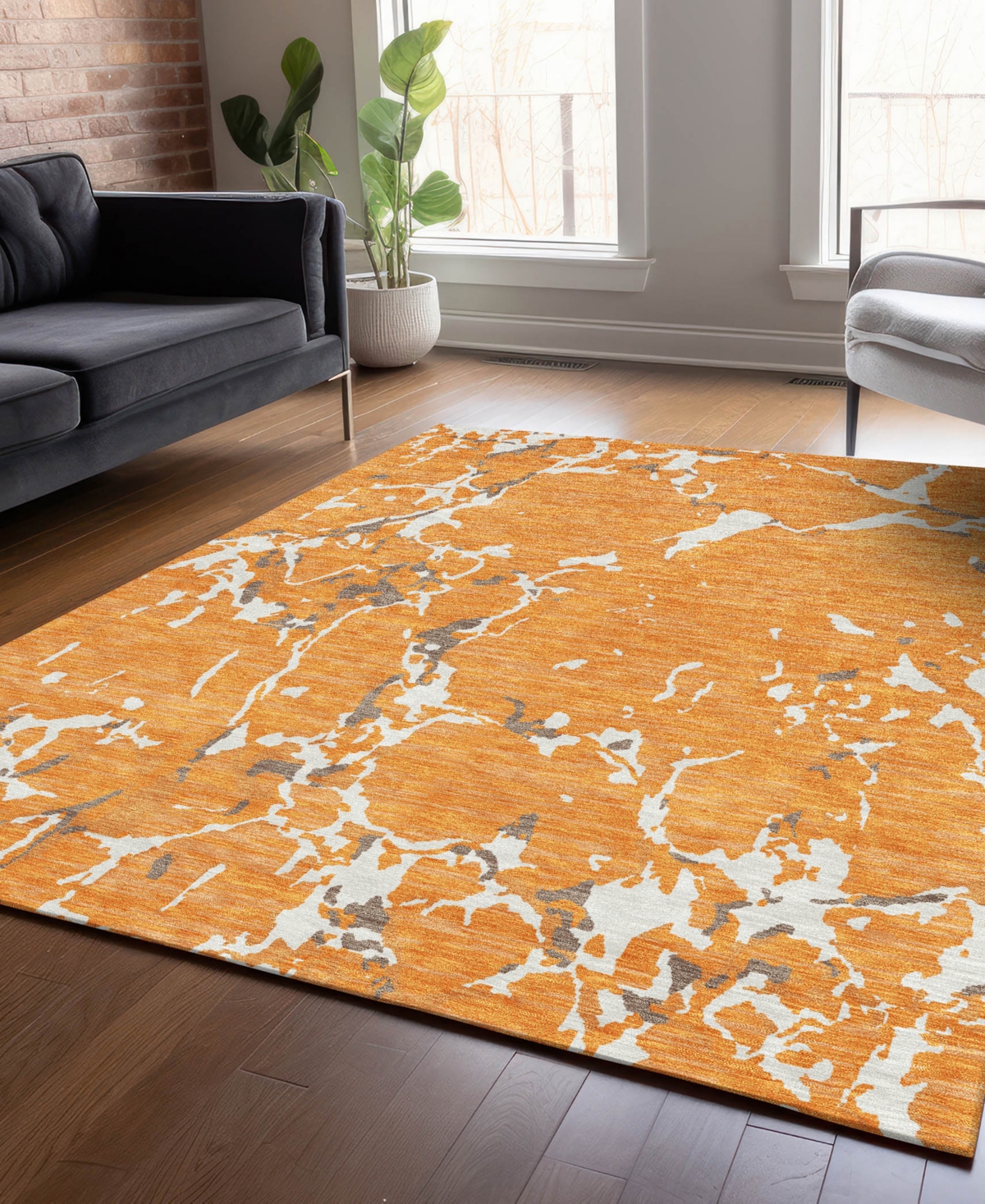Addison Chantille Machine Washable Acn1046 8'x10' Area Rug In Orange