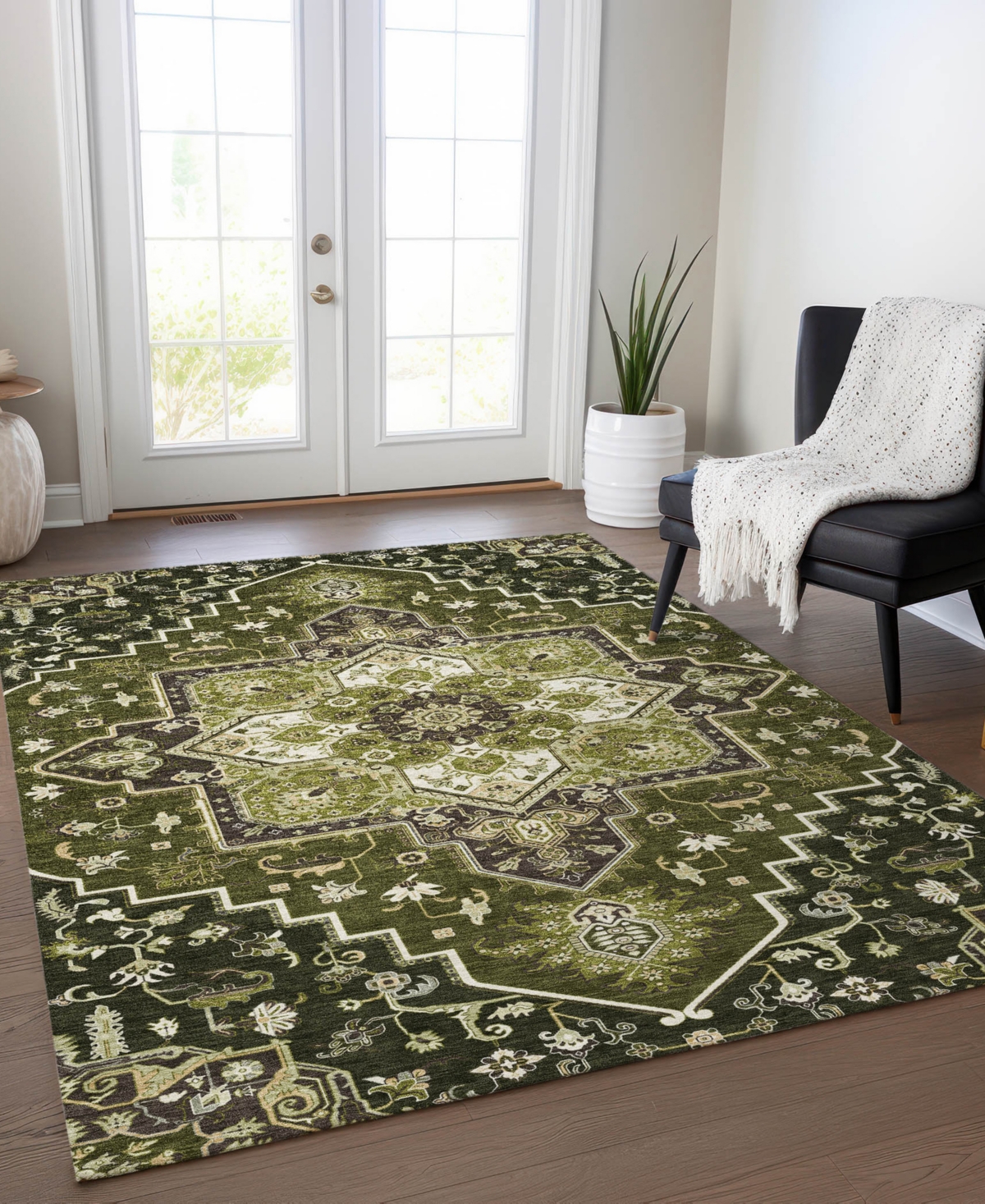 Addison Chantille Machine Washable Acn1036 8'x10' Area Rug In Olive